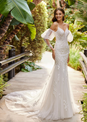 Beaded Ivory Lace Tulle Timeless Beautiful Wedding Dress